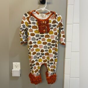 Marie Nicole Ruffle Pumpkin Romper / Size 12-18m / EUC